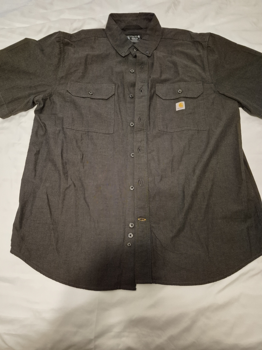 NWOT Carhartt Loose Fit Chambray Shirt Mens L Charcoal Gray Workwear